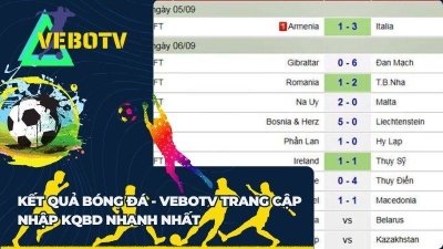 Cập nhật nhanh kết quả bóng đá trên Vebo TV tại vebo2.org